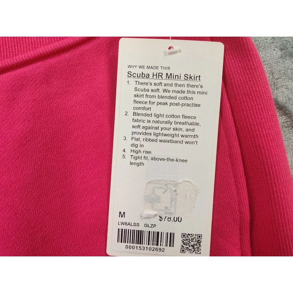 Lululemon Scuba High-Rise Mini Skirt Women's M Pink NWT Ribbed Waist NWT